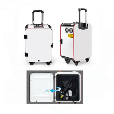 O tipo máquina de limpeza da caixa do trole do laser para o óleo da remoção de oxidação do metal lubrifica limpo